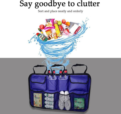 Car Trunk Organizer, Backseat Hanging Organizer, Auto Waterproof Sturdy Backseat Hanging Large Storage Collapsible Cargo Bag with 7 Large Compartments, Universal Car Interior Accessories for Man Woman