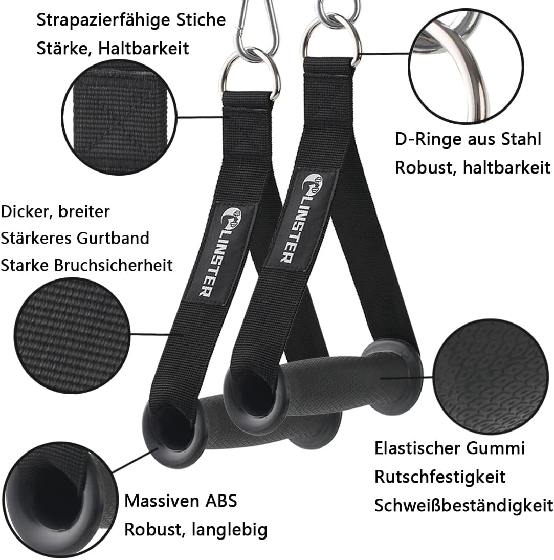 LINSTER Resistance Bands Handle Heavy Duty Gym Handles Cable Machine Attachment, Upgrade Gym Cable Handle Grips Attachment with 2 Carabiner Clips for Total Home Gym