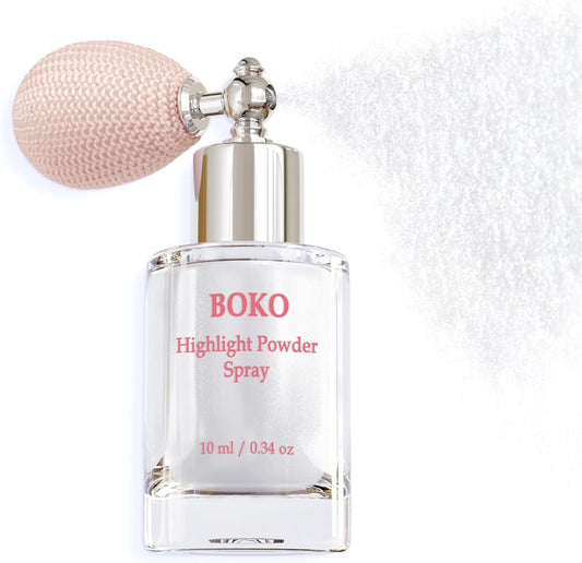 Boko Highlighter Powder Spray, Cosmetic Body Shimmer Spray High Gloss Diamond Highlight Glitter Powder Makeup Sparkle Glitter Hairspray Rave Accessories for Women Face Paint Hair Clothes