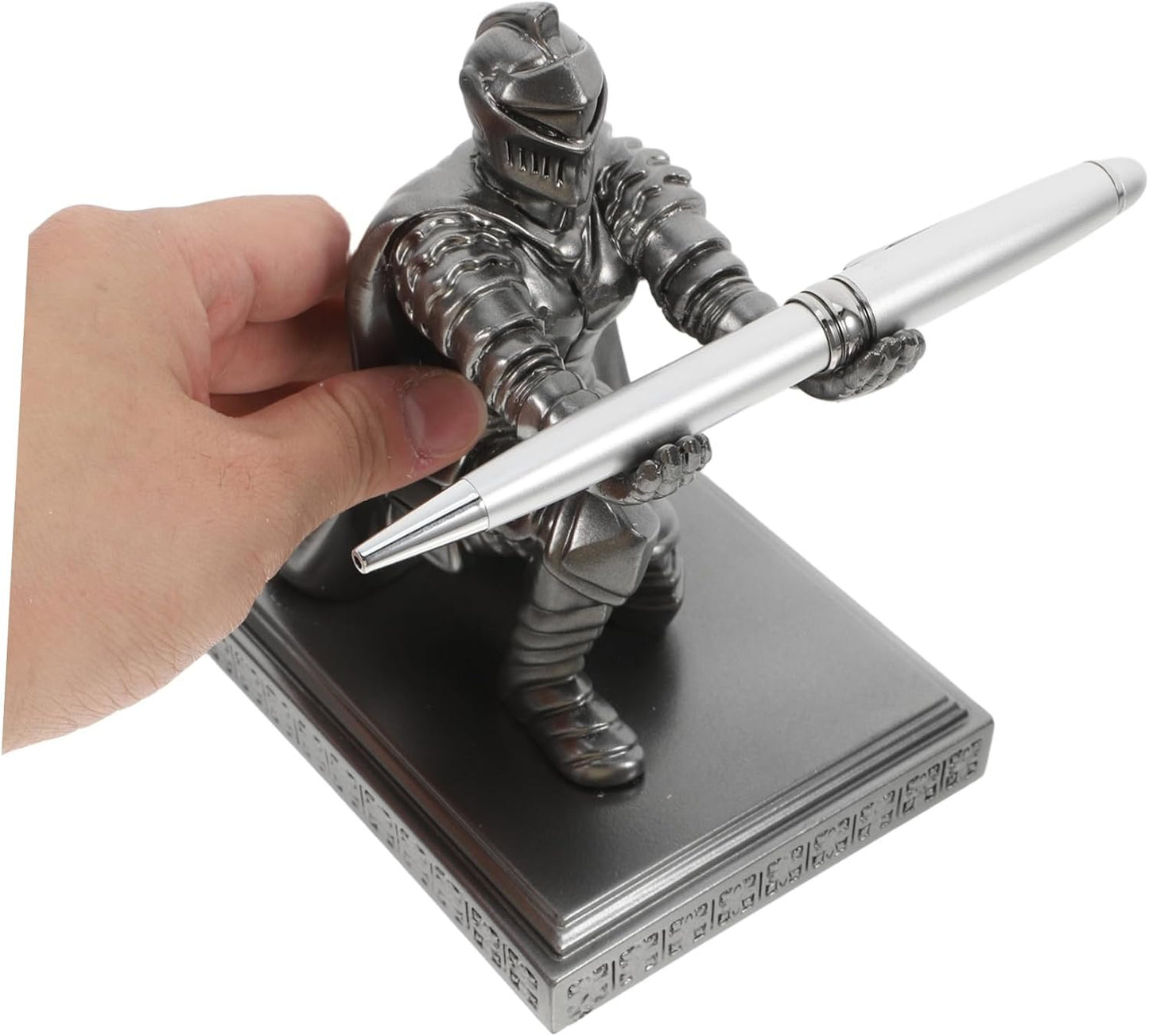 HOODANCOS 1 Set Knight Statue Pen Holder Set Unique Decorative Desk Accessory with Fountain Pen for Workspace Organization and Elegant Presentation