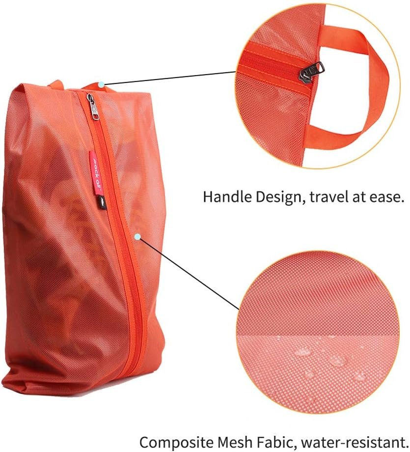 pack all Travel Shoe Bag, Water-Resistant Shoe Pouch for Gym, Odor-Resistant Soccer Cleats Bag for Sport (Orange, 1-Pack)