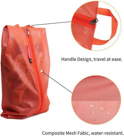 pack all Travel Shoe Bag, Water-Resistant Shoe Pouch for Gym, Odor-Resistant Soccer Cleats Bag for Sport (Orange, 1-Pack)