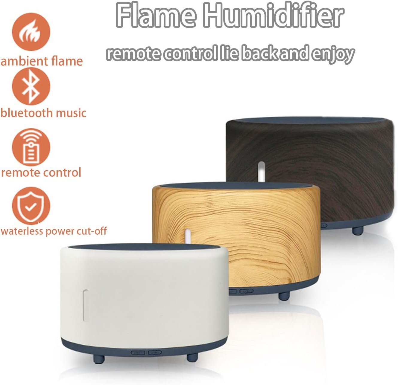 Aromatherapy Humidifier with Flame Effect & Bluetooth Speaker – 200ml Cool Mist Essential Oil Diffuser, Night Light, Remote Control, Auto Shut-Off, Ultra-Quiet for Bedroom, Office, Travel