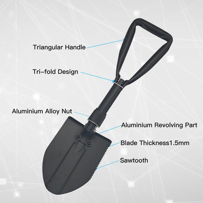 Folding Survival Shovel 18.9IN,50# high-carbon steel Entrenching Tool, Thickening Folding Camping Shovel For Firefighting /Portable For Garden Hunting Hiking Car Emergency Gifts For Men