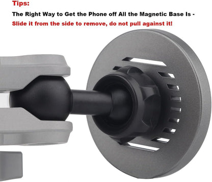 Rigdance Magnetic Car Mount Cell Phone Holder with 1 inch Ball for MagSafe iPhone Smartphones, Compatible with RAM Mounts B Size Double Socket Arm