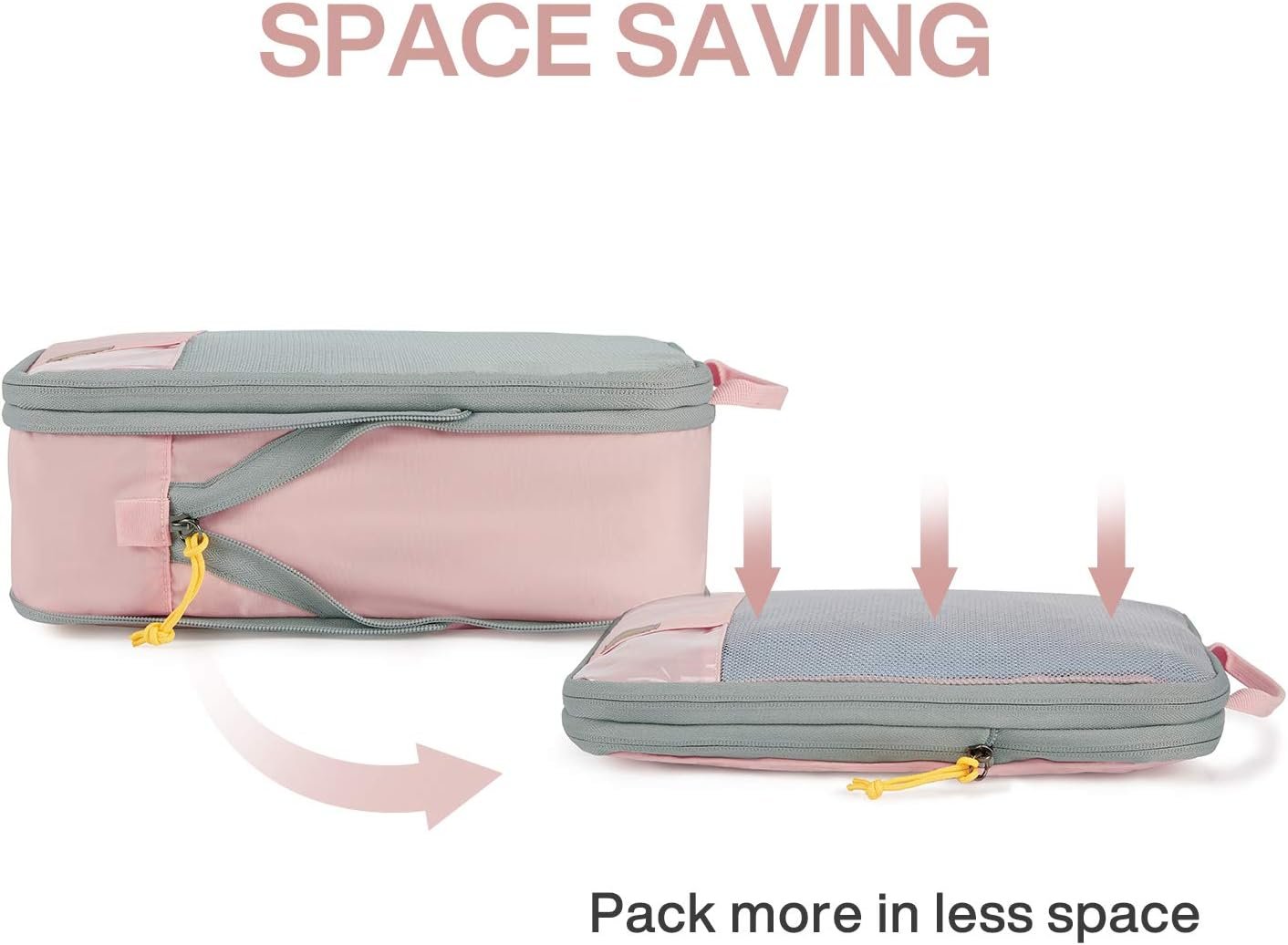 BAGSMART 6 Set Compression Packing Cubes, Lightweight Vacation Travel Essentials for Women, Travel Accessories for Suitcase Organizer Bags Set, Durable Luggage Organizer Travel Bags