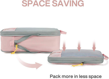BAGSMART 6 Set Compression Packing Cubes, Lightweight Vacation Travel Essentials for Women, Travel Accessories for Suitcase Organizer Bags Set, Durable Luggage Organizer Travel Bags
