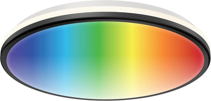 Artika Smart LED Flush Mount Light, Matte Black Finish, Dimmable, Adjustable Warm to Cool White, RGB Ambient Mode, Syncs with Music, LED Lights for Bedroom, Bedroom Light Fixtures Ceiling