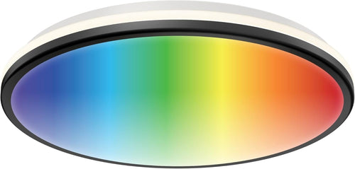 Artika Smart LED Flush Mount Light, Matte Black Finish, Dimmable, Adjustable Warm to Cool White, RGB Ambient Mode, Syncs with Music, LED Lights for Bedroom, Bedroom Light Fixtures Ceiling