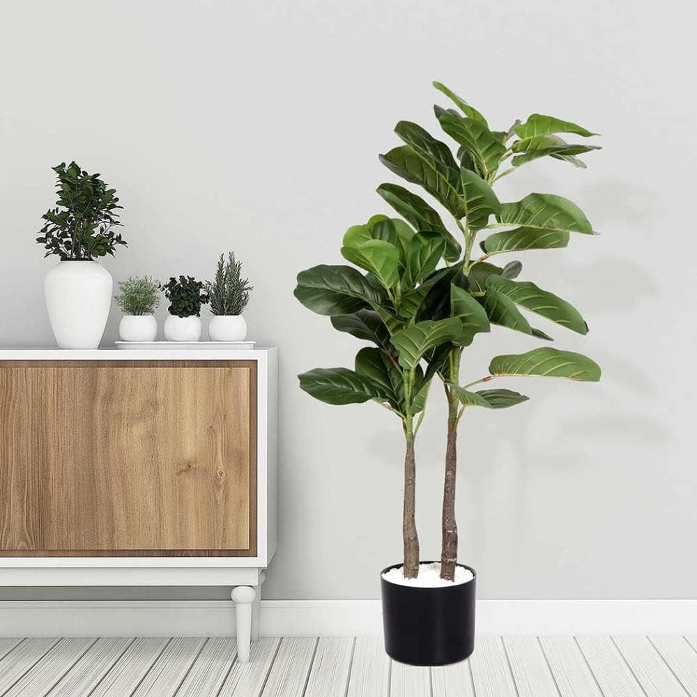 Lambu 100cm Artificial Plants Tree, Artificial Tree Fake Tree Tall Faux Trees Indoor Fake Plants, Lifelike Green Fake Potted Tree for Home Office Warehouse Decor Indoor Outdoor