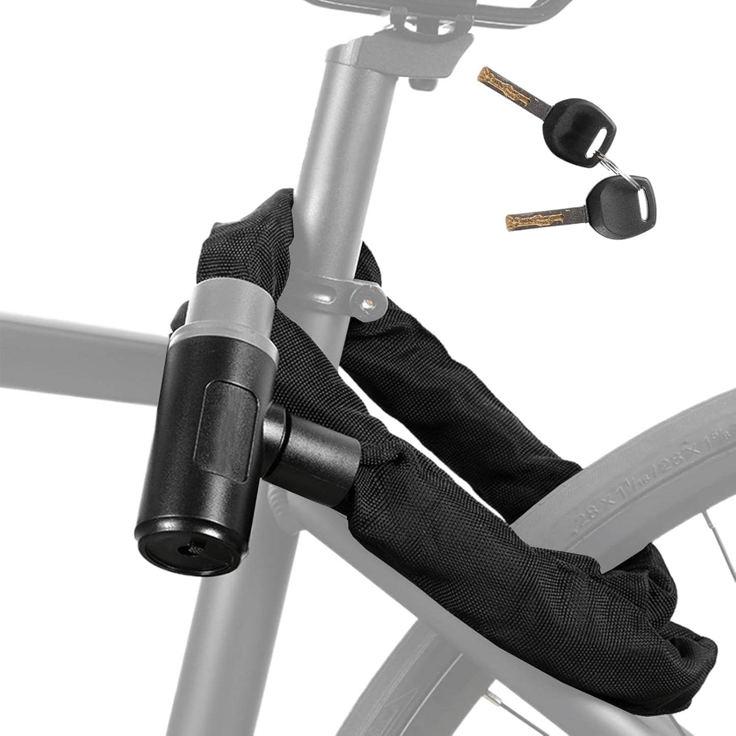 Bike Chain Lock, Anti Theft Locking Tool, 0.24x47.24 Inches Safety Supply High Security, Heavy Duty Chain for Road Bikes, Scooters, Electric Vehicles and Outdoor Protection
