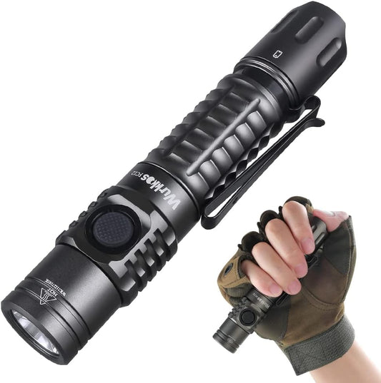 Wurkkos FC12 Tactical EDC Torch USB C Rechargeable, Super Bright Flashlight 2000Lumens with SFT40 LED, IPX-8 Waterproof Level Emergency LED Light for Camping Hiking Cycling (fc12-grey)
