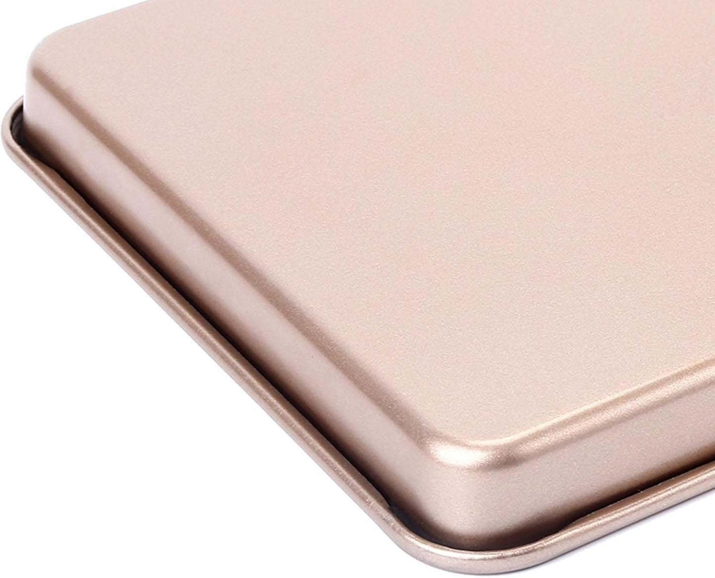 12.7-Inch Nonstick Baking Sheets & Cookie Trays for Oven, 2-Pack Durable Rectangular Baking Pans Set (Gold)