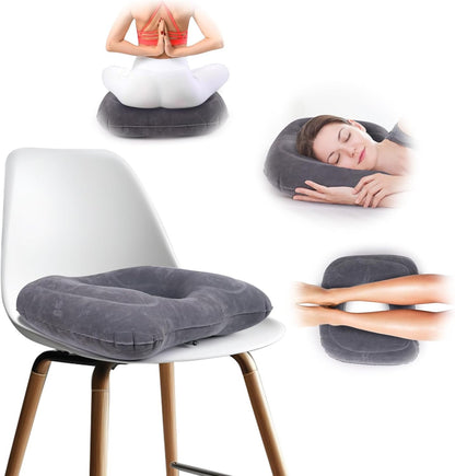 AirSwim Inflatable Hemorrhoid Pillows, Donut Pillow for Tailbone Pain, Adjustable Inflatable Seat Cushion for Bed Sores, Postpartum Pregnancy, Car Seat, Airplane, 17.7'' x 15.4'' x 4.3''(Grey)