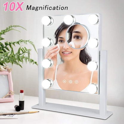 Depuley Makeup Mirror Vanity LED with 9Pcs Dimmable Light Bulbs, Lighted Makeup Mirror with Smart Touch Control, Hollywood Cosmetic Beauty Mirror, White