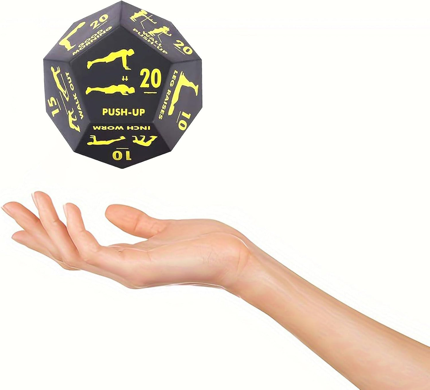 Fitness Dice, 12-Sided Exercise Game Tool, Strength Training Equipment, 4.72x3.94x3.94 Inches, Random Workout Challenge, Portable Fitness Gear, Home Gym Outdoor Travel Use