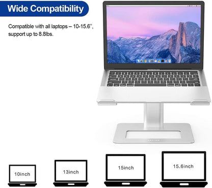 BESIGN Aluminum Laptop Stand, Ergonomic Adjustable Notebook Stand, Riser Holder Computer Stand Compatible with Air, Pro, Dell, HP, Lenovo More 10-15.6" Laptops (Silver)