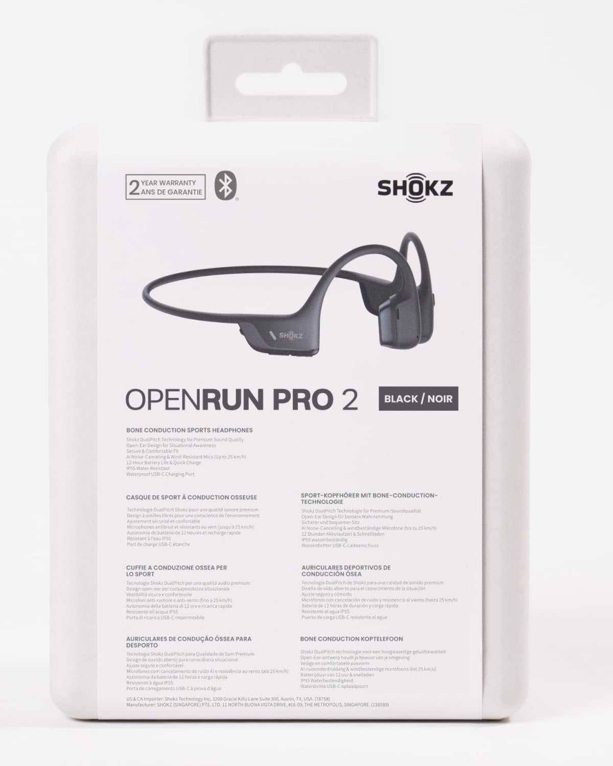 NEW SHOKZ OpenRun Pro 2 - Open-Ear, Bone Conduction Sport Headphones - Sweat Resistant, Workout Headphones with 30ft Bluetooth - Secure, Wireless, Comfortable Fit - Deep Bass and Smart Mic - SHOKZ App
