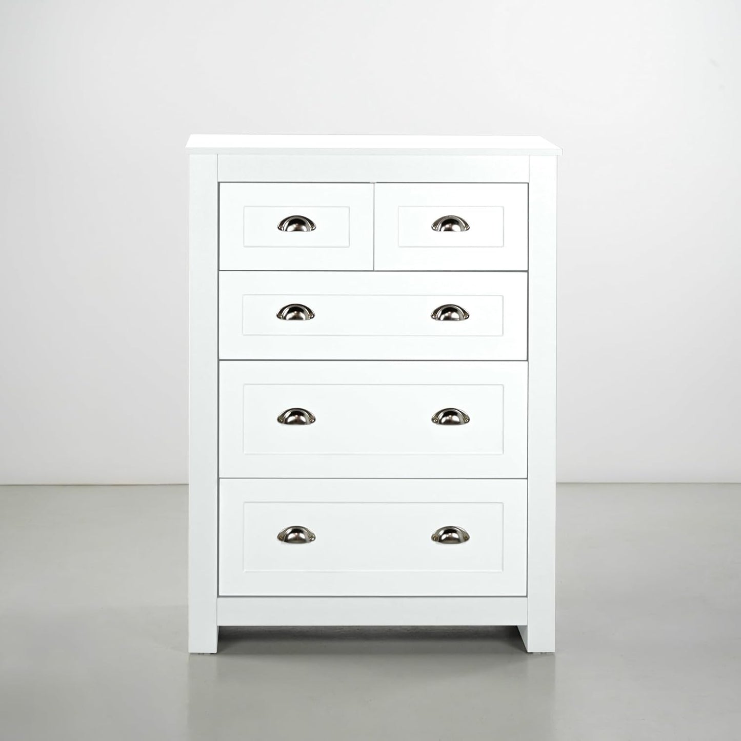 WeHome Modern Bedroom Chest of Drawers, Como Chest of 4 Wooden Drawers, Space-Saving Chest of Drawers, 100 x 40 x 70 cm, Chest of Drawers for Bedroom and Living Room with Chrome Handles (White)