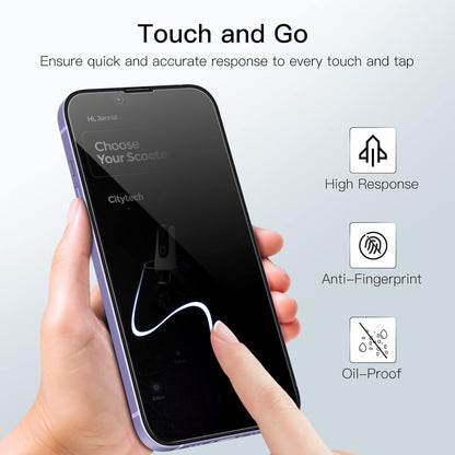 JETech Privacy Full Coverage Screen Protector for iPhone 16e 2025, iPhone 14 6.1-Inch, Anti-Spy Tempered Glass Film, Edge to Edge Protection Case-Friendly, 2-Pack
