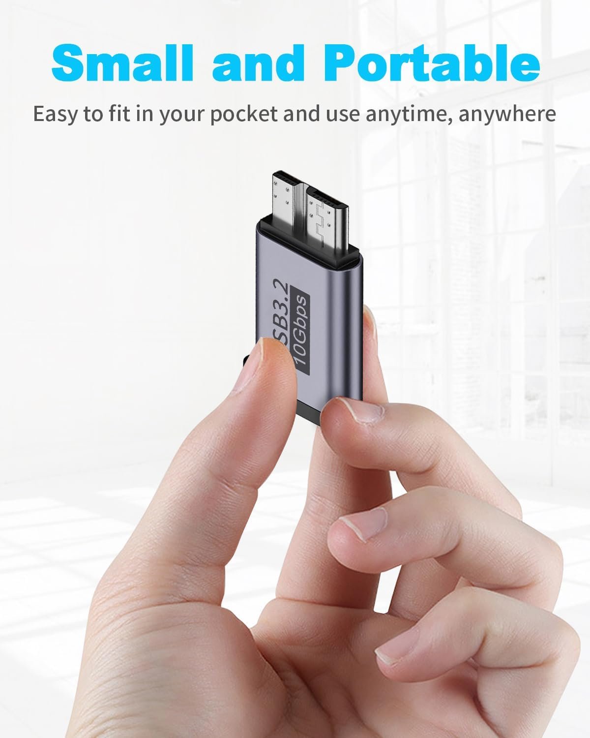 Duttek Micro B to USB C Adapter 10Gbps, USB C to Micro B Cable Adapter, Micro B Male to USB C 3.2 Female Adapter for Hard Drive Cable for External Hard SSD Drive, Tablet, Phone, Laptop, 2 Pack