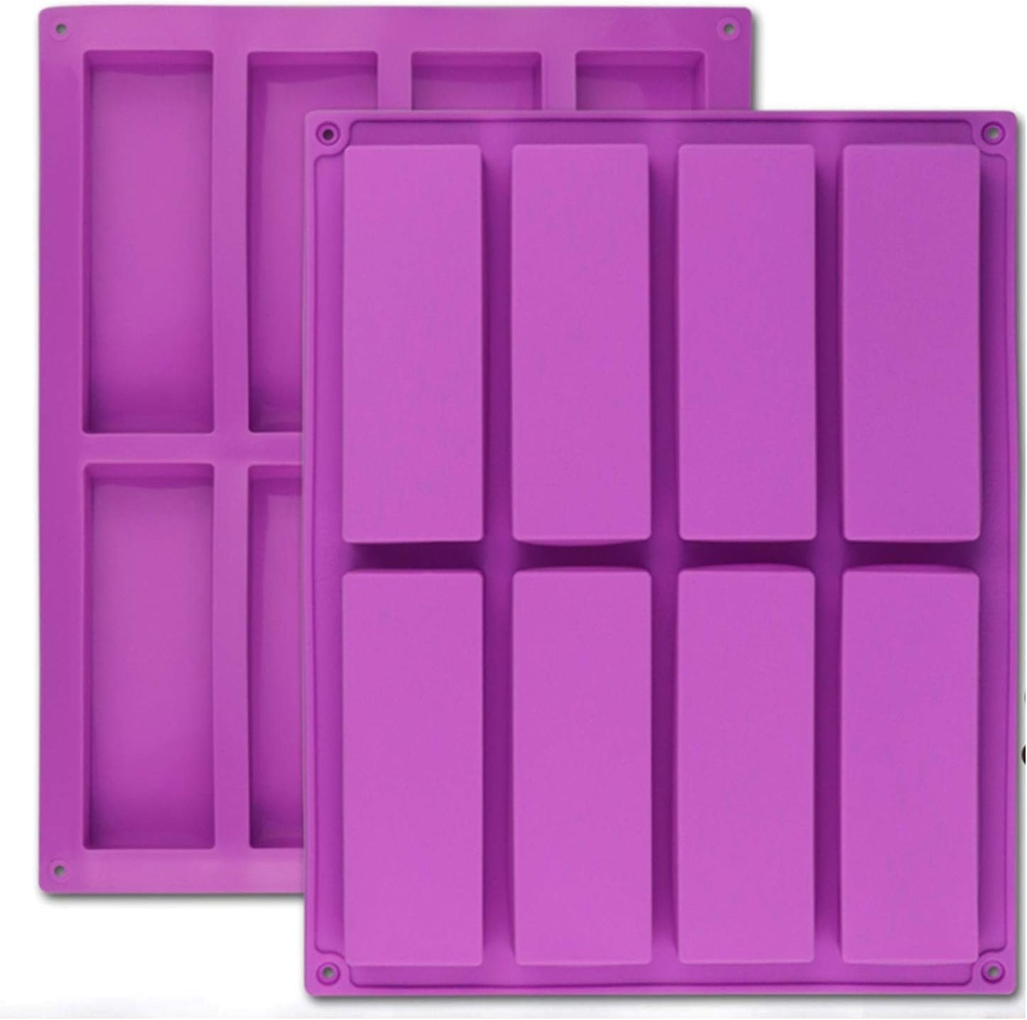 Palksky (2 Pcs) 8 Cavity Large Rectangle Silicone Mold/Nutrition/Cereal Bar Molds Energy Bar Maker for Chocolate Truffles, Ganache, Bread Loaf, Muffin Brownie Cornbread Cheesecake Pudding