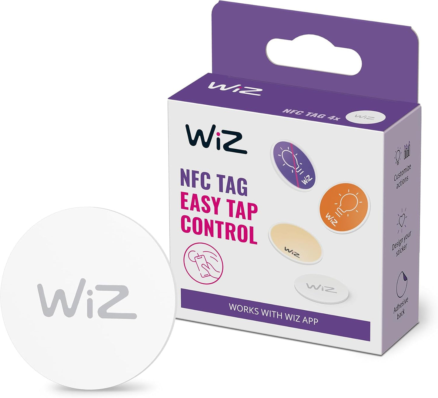 WiZ NFC Tag, Smart LED Lighting (WiFi and Bluetooth), Easy to Control