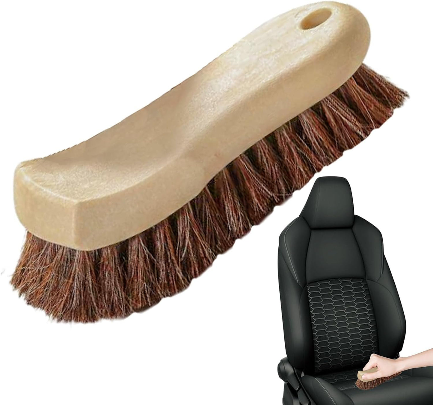Horse Hair Detailing Brush, Long Bristle Cleaning Tool, Car Interior Applicator, Soft Multifunctional Brush, Gentle on Surfaces, Made of Horsehair Material, 6.3x2.56x1.77in