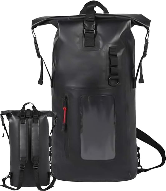 Nuytghr Waterproof Gear Backpack, Heavy-Duty Dry Bag, Large Storage Pack, 28x16x66cm Roll-Top Travel Sack, Floating Outdoor Companion, for Kayaking Camping Beach Trips