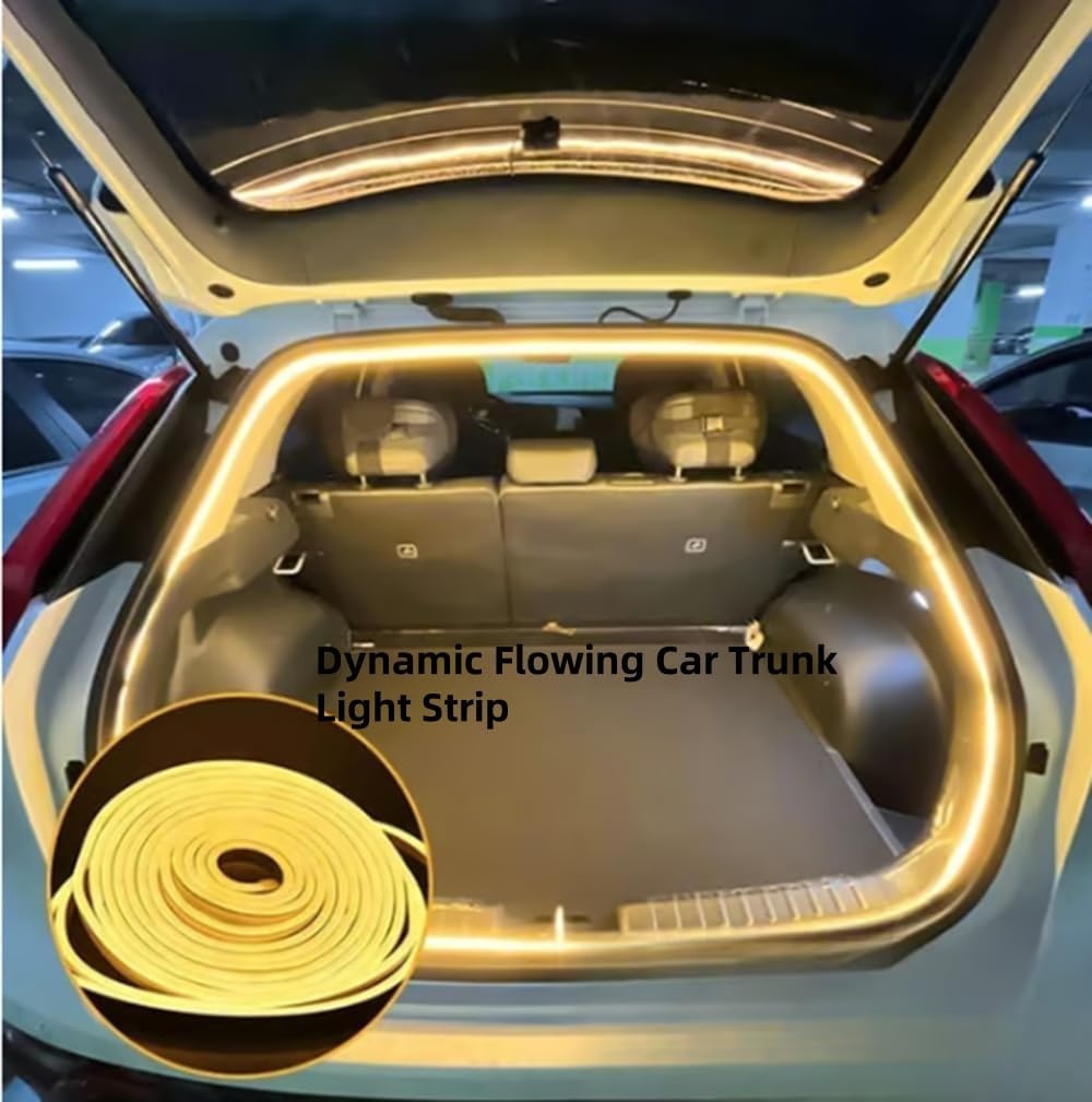Dynamic Flowing Car Trunk Light Strip, 2025 Upgrade Flexible Universal Trunk Led Light Strip for Car Trunk Cargo Area or Interior Illumination Decoration Dynamic Atmosphere (Warm,2 Meters)