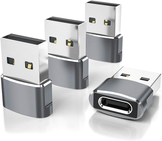 Elebase USB to USB C Adapter 4 Pack,USBC Female to A Male Car Charger,Type C Converter for iPhone 16 Pro Max,15 14 13 12 11 Plus,Apple Watch iWatch 10 9 8,Airpods,iPad Air Mini 6 7,Samsung Galaxy S25