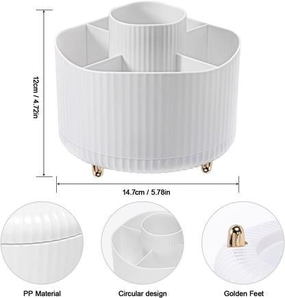 MumdoYAL Makeup Organizer, 360° Rotating Brush Organizer, Versatile Cosmetic Container for Room Dressing Room, Bedroom, Bathroom Decoration
