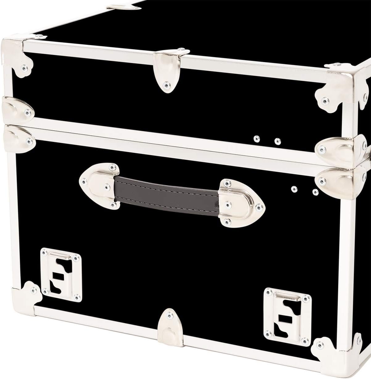 Rhino Trunk & Case Large Armor Trunk with Removable Wheels, Summer Camp, College, Storage 32"x18"x14" (Black)