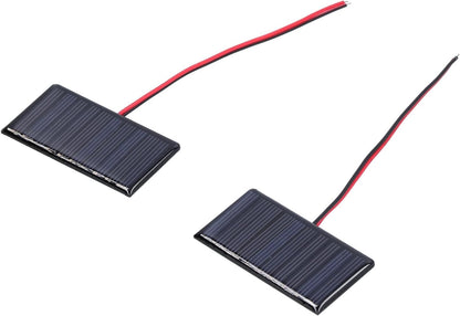 2 Pcs Small Solar Panels, 5V 0.3W 60MA 68x36mm, Micro Mini Polycrystalline Cells for Light, Phone Charger, Flashlight