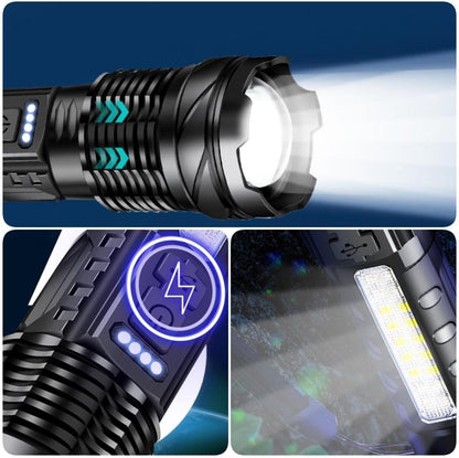 Clearhill High Power 1000 Lumen Tactical Flashlight - USB Rechargeable, 5 Modes, Waterproof, Ideal for Emergency, Outdoor, Camping (Black)