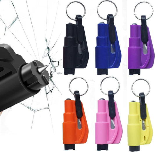 6 Pcs Car Window Breaker Keychain Seatbelt Cutter Glass Breaker Car Emergency Escape Tool Seat Belt Cutter Window Breaker Car Safety Mini Hammer
