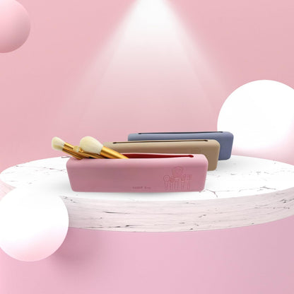 Makeup Brushes Case | Make Up Brush Holder for Travel | Makeup Organizer | Silicone Brush Holder Case 21 cm | Colour, pink, Brush Holder Case
