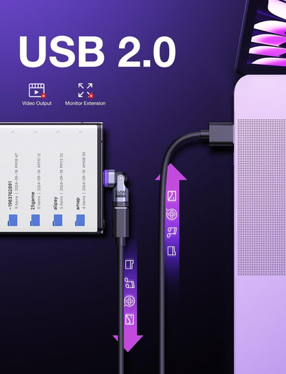 AUFU PD 240W 16PIN USB C Magnetic Adapter(2Pack)/180 ° Rotation USB C 90 Degree Adapter/Right Angle USB Adapter/Magnetic C to C for 1Phone 16/15 Series, Ma-Book /1Pad Series, Samsung Galaxy