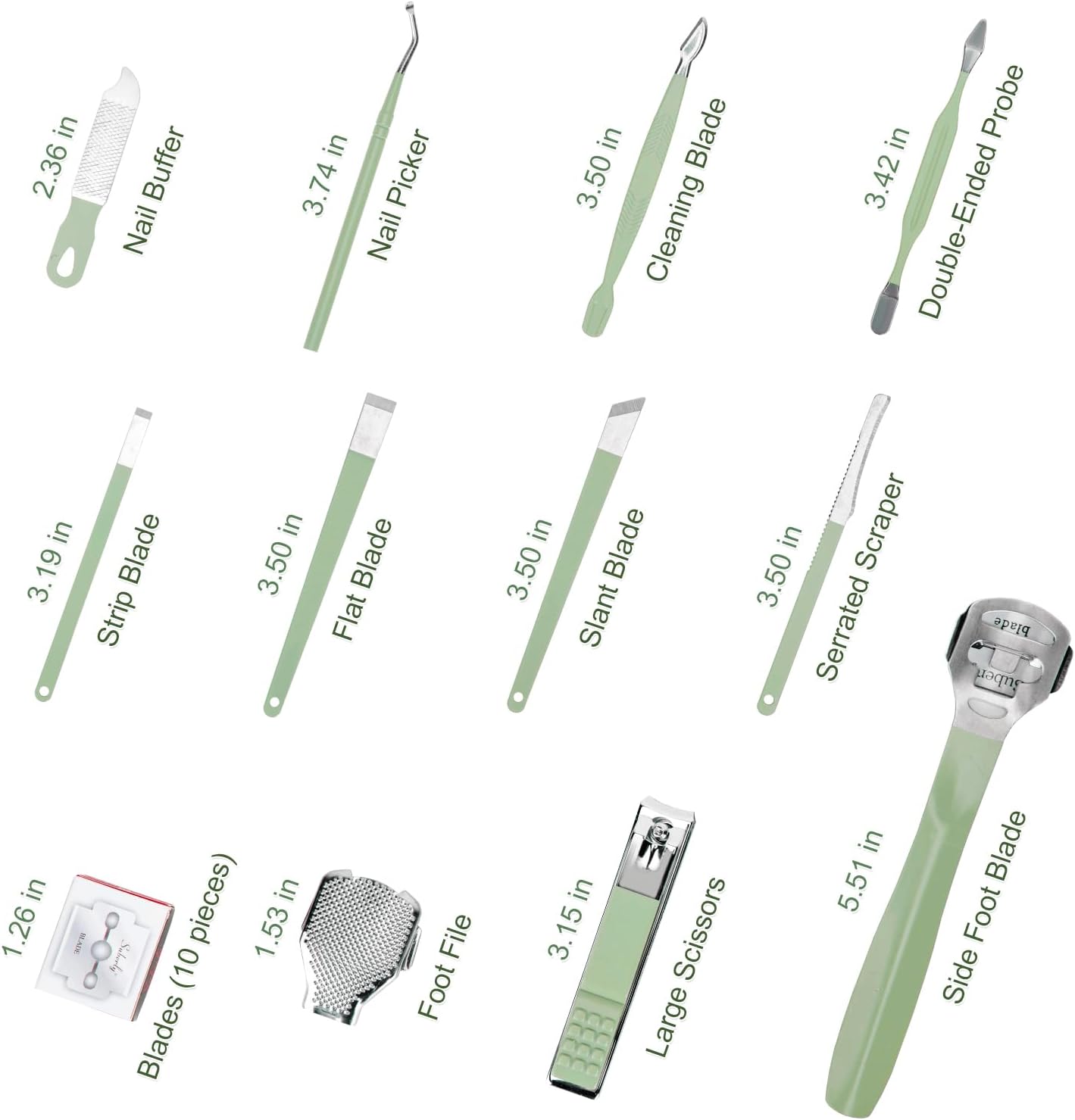 Madenia 35 in 1 Manicure Set: Professional Nail Clipper Tools for Manicure and Pedicure Polishing - Portable Stainless Steel Nail Care Kits for Travel & Home Use(Green)