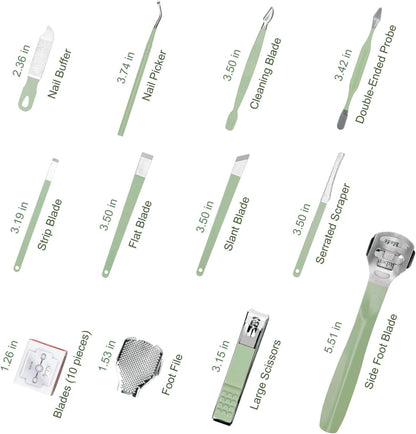 Madenia 35 in 1 Manicure Set: Professional Nail Clipper Tools for Manicure and Pedicure Polishing - Portable Stainless Steel Nail Care Kits for Travel & Home Use(Green)