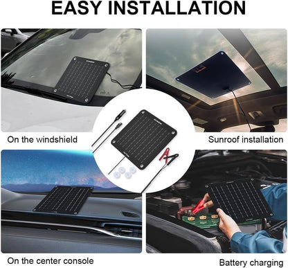 ECO-WORTHY 10W Solar Car Battery Charger Maintainer 12V Waterproof Solar Panel Portable Solar Trickle Charger for Car Truck Boat Lawn Mower RV Trailer Tractor ATV Utility Vehicle Battery