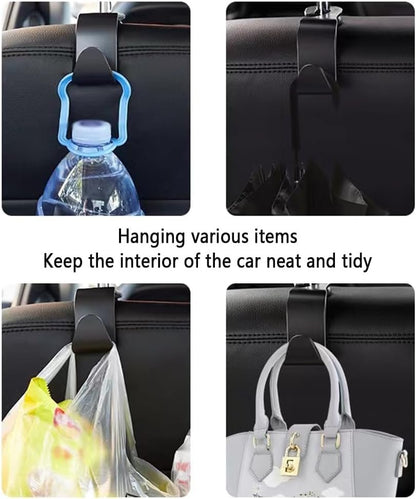 4PCS Headrest Hooks for Car,Cool Carbon Fibre Car Purse Holder Hook Multifunctional Car Phone Holder,Universal Car Interior Accessories Car Hooks for Seat (Carbon Fibre)