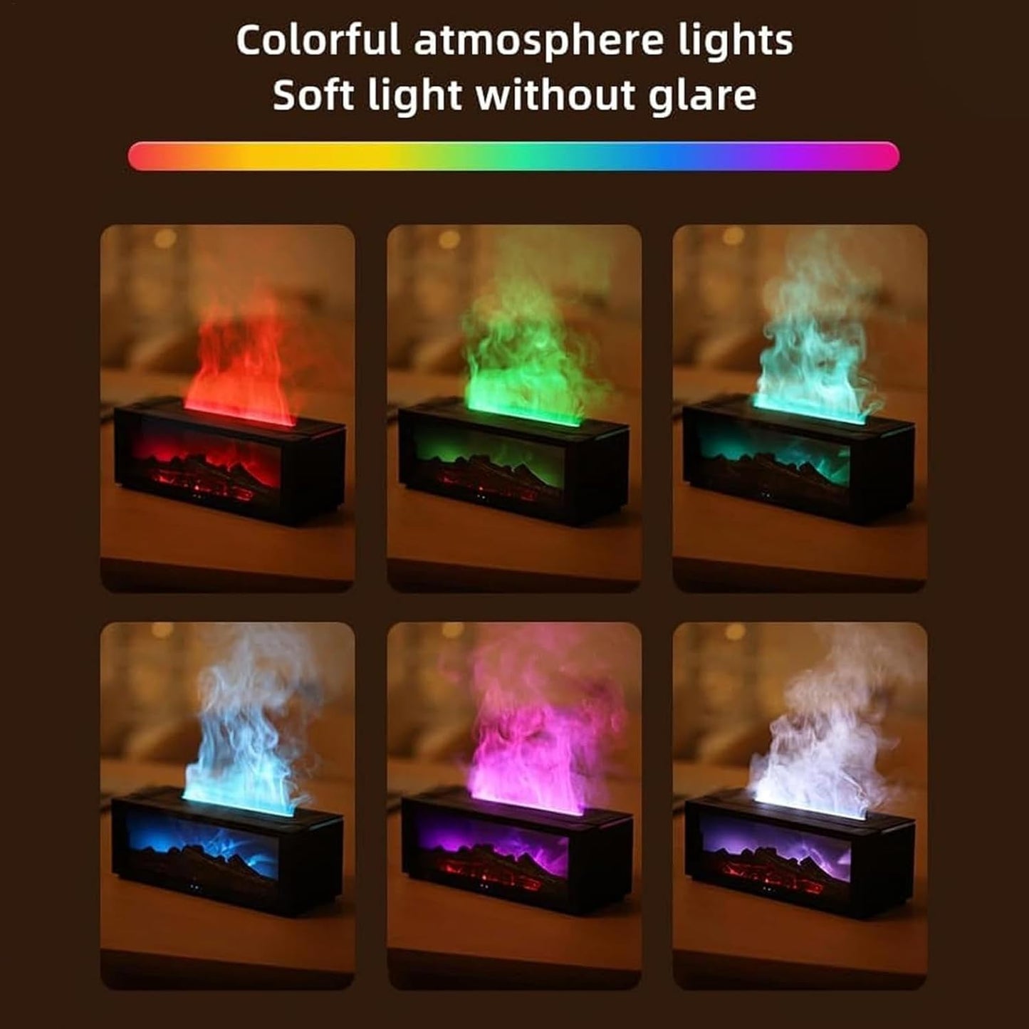 Fireplace Diffuser - 7 Colors Fire Air Humidifier, Off Protection Fire Diffuser | Fragrance Oil Diffuser with Remote Control, Fireplace Aromatherapy Diffuser Effect, Cool Mist Humidifier for Studios
