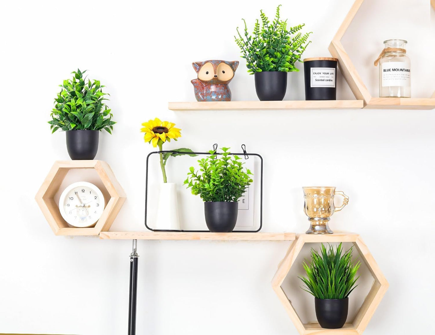 Der Rose Fake Plants 4 Packs Artificial Plants Small Faux Plants in Black Pot for Bathroom Home Office Desk Coffee Table Accessories Decor Indoor
