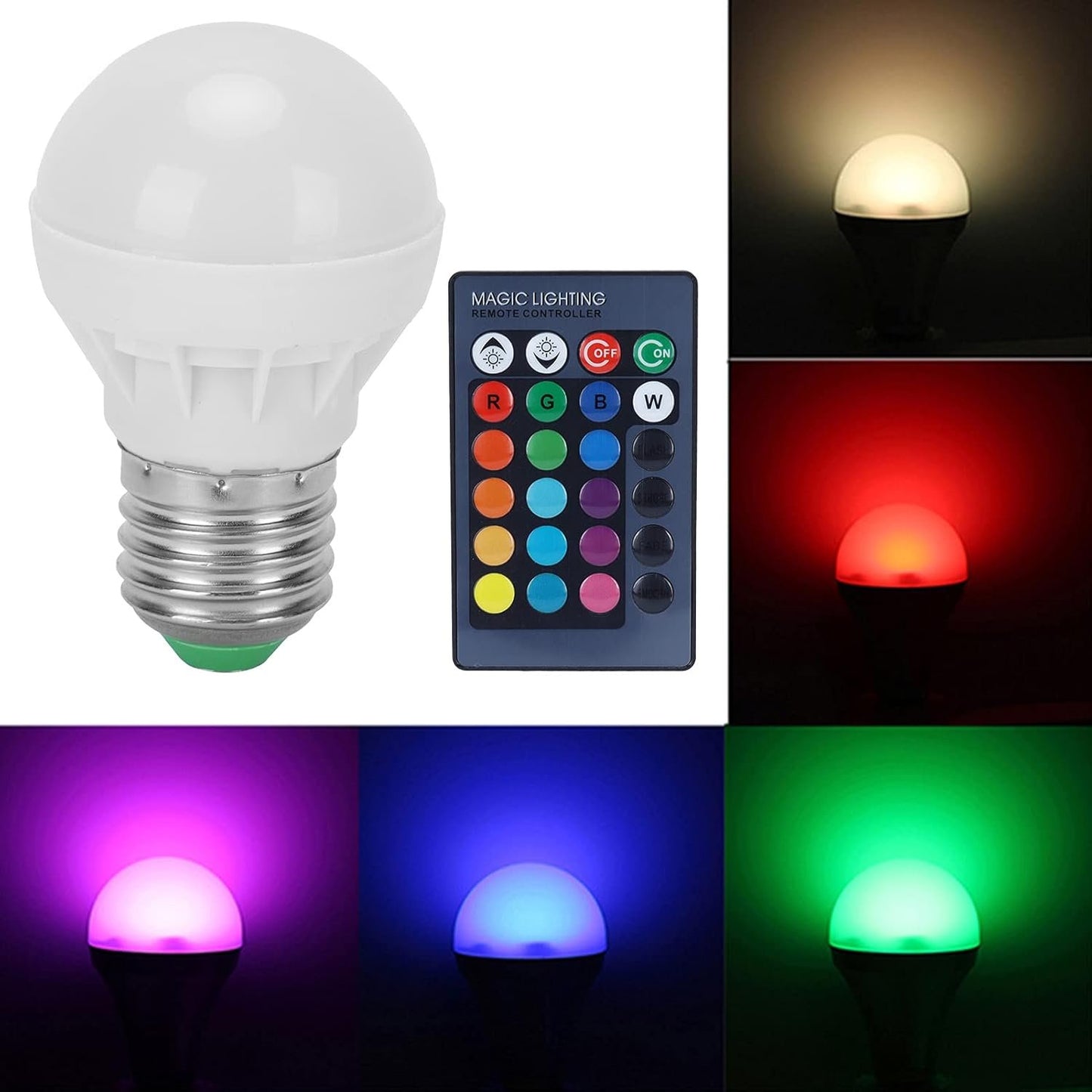 RGB Light Bulb LED Colour Changing Light Bulb 3W E27 Remote Control Smart Bulb LED Light Bulbs Mood Lighting for Home Decor
