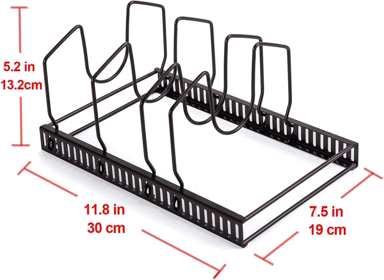 Levanco 7+Holder Adjustable Lids Organizer Rack for Kitchen Bakeware, Dinnerware, Cookware, Cutting Boards, Plates, Pot Lids