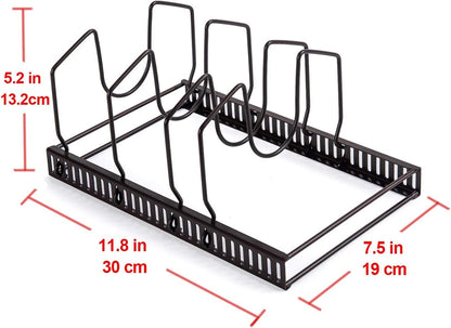 Levanco 7+Holder Adjustable Lids Organizer Rack for Kitchen Bakeware, Dinnerware, Cookware, Cutting Boards, Plates, Pot Lids