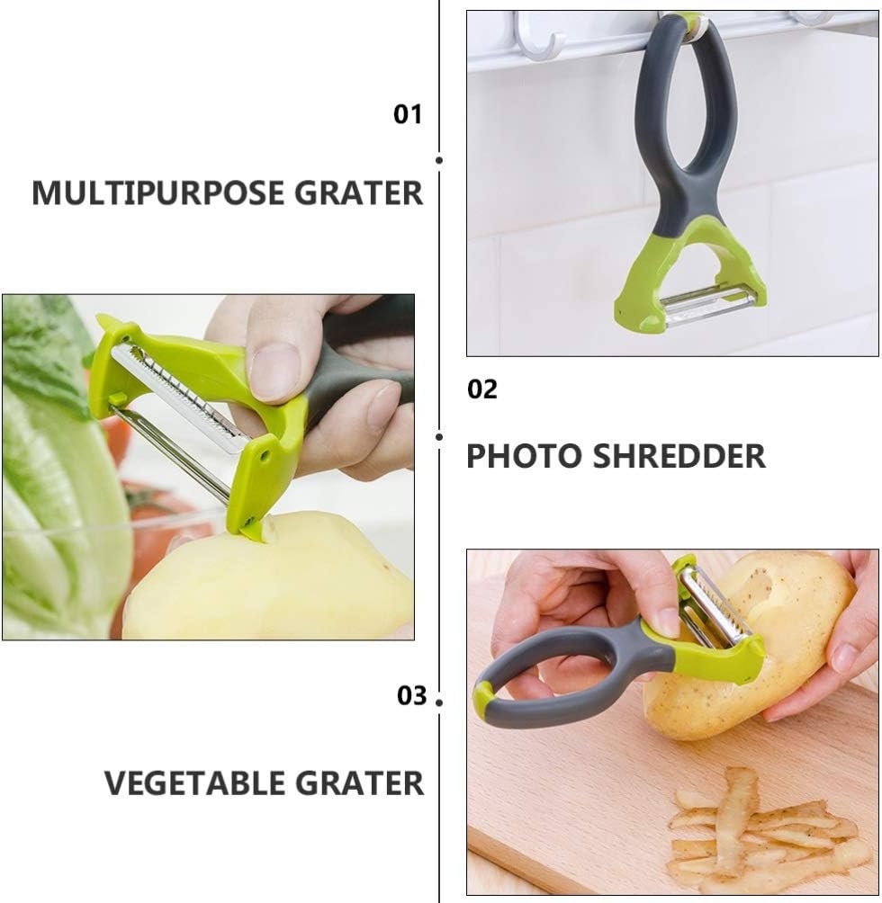 Cabilock Stainless Steel Peeler Multipurpose Grater Shredder for Vegetable Slicing TPE Handle for Comfortable Food Prep Tool