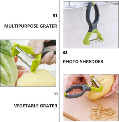 Cabilock Stainless Steel Peeler Multipurpose Grater Shredder for Vegetable Slicing TPE Handle for Comfortable Food Prep Tool