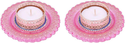 Handicraft Storeroom Acrylic Decorative Diya with Tealight Holder for Christmas and All Festive Seasons.(Set of 2 diyas)